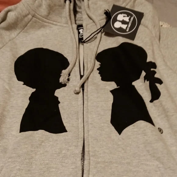 Boy Meets Girl Light Gray Hoodie with Black Silhouette - Picture 3 of 4